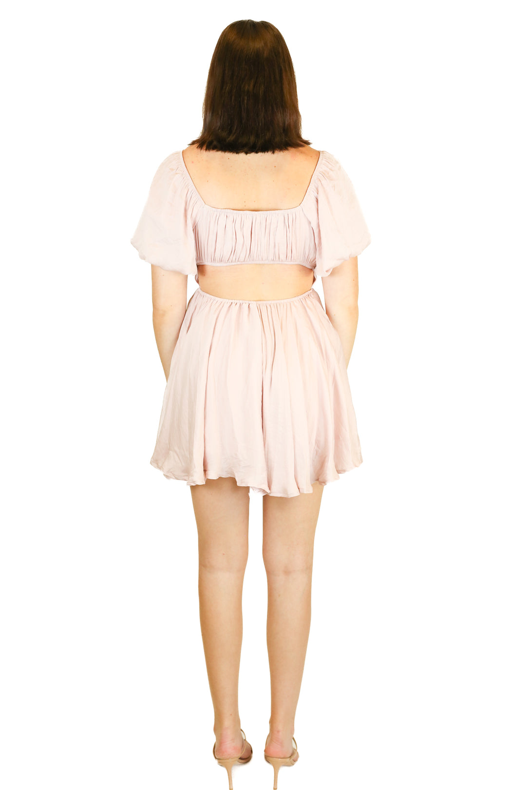 Shop Neighbor Pink Puff Sleeve Square Neck Dress NWT (S)