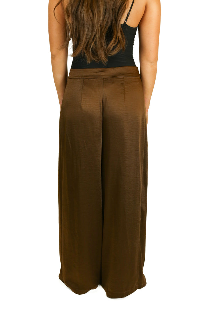 Moon River Brown Satin Trousers (M)