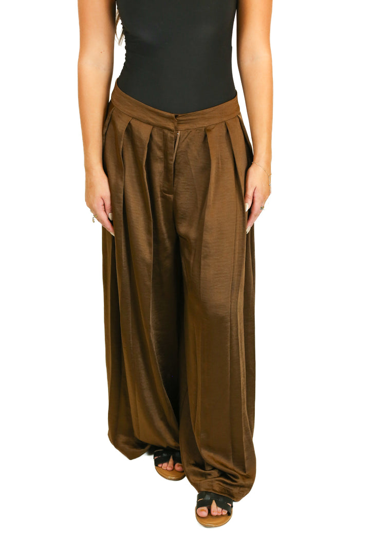 Moon River Brown Satin Trousers (M)