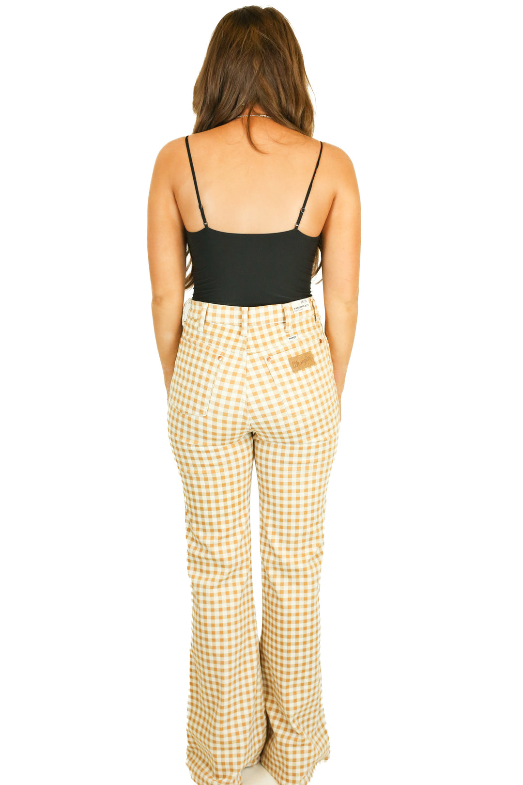 Wrangler Mustard Gingham Flare Jeans NWT (29)*
