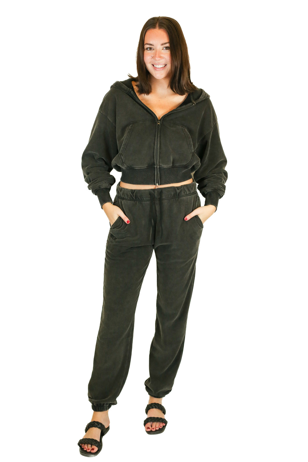Milkstain Vintage-Wash Black Sweatsuit Set NWT (M)