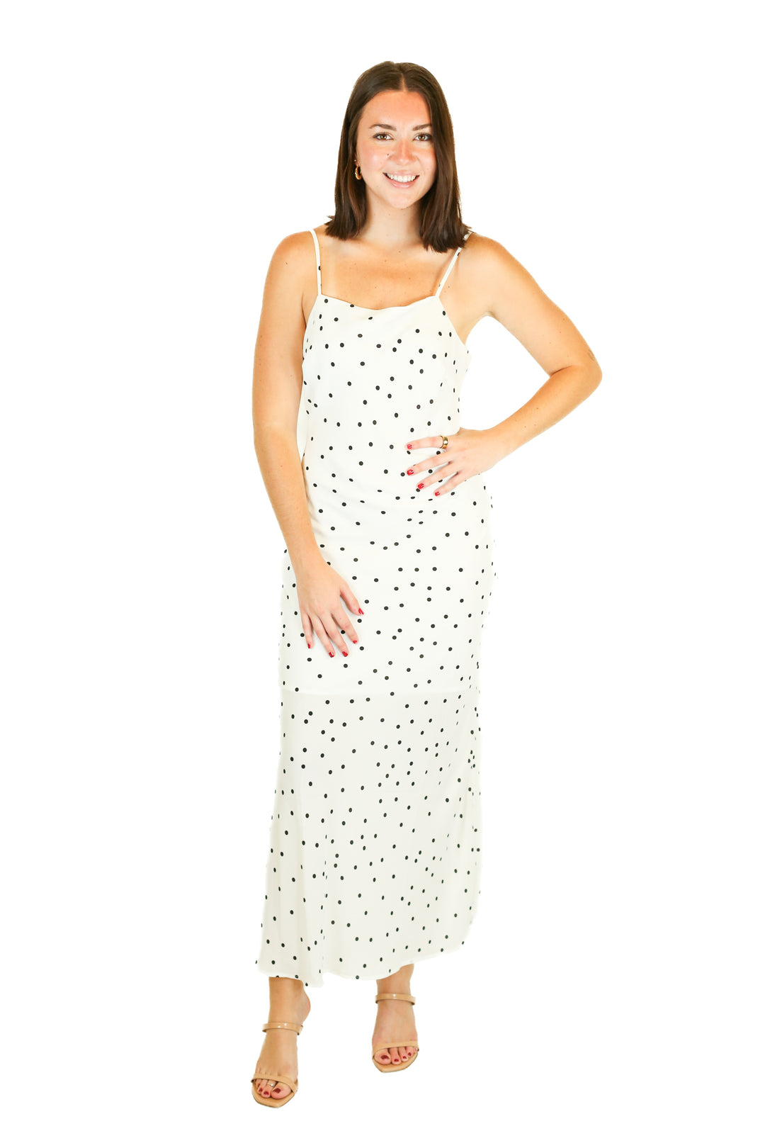 The Workshop Black and White Polk-a-dot Maxi Dress (M)