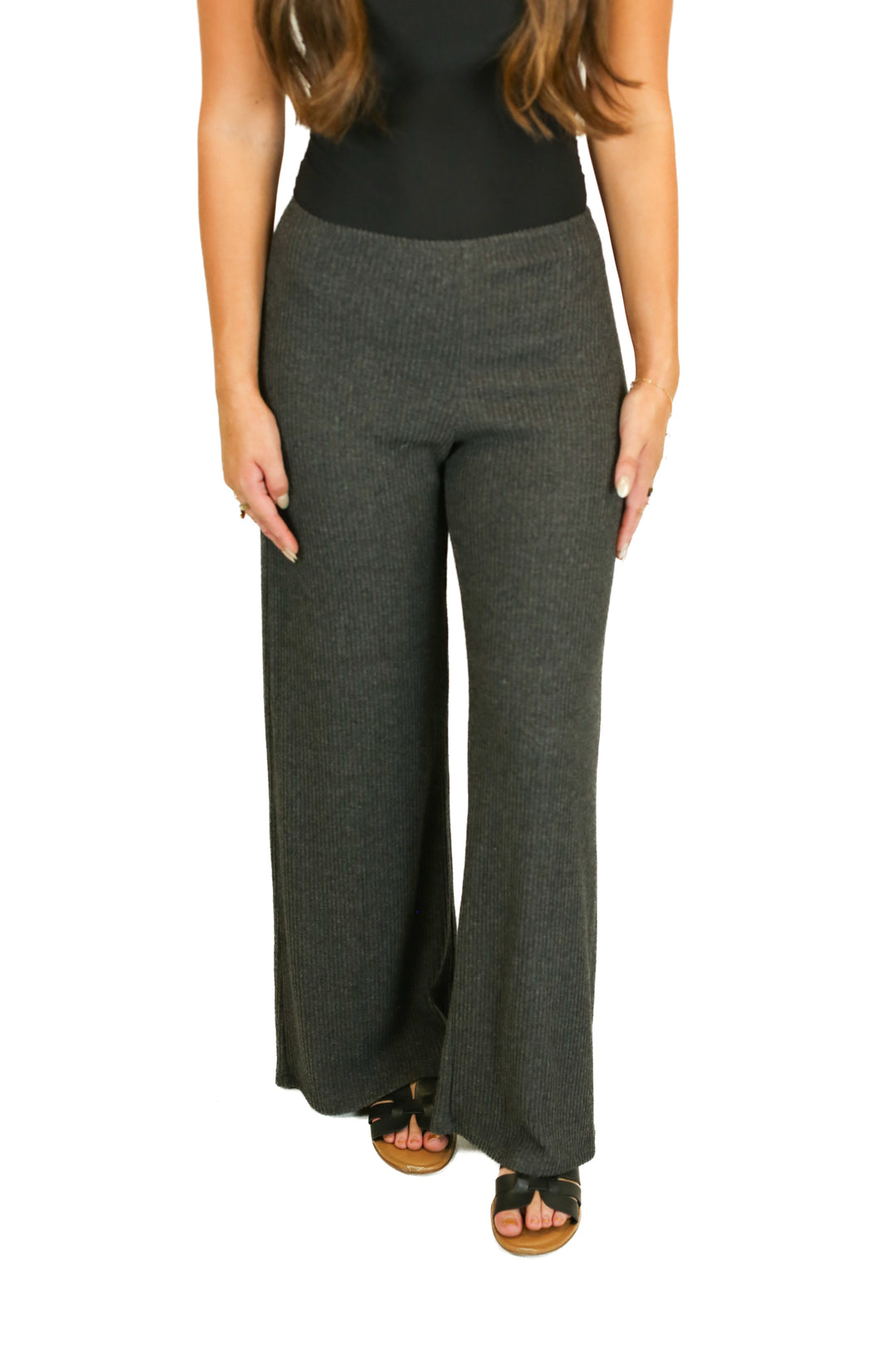 foxy gray dark grey ribbed lounge pants (S) NWT