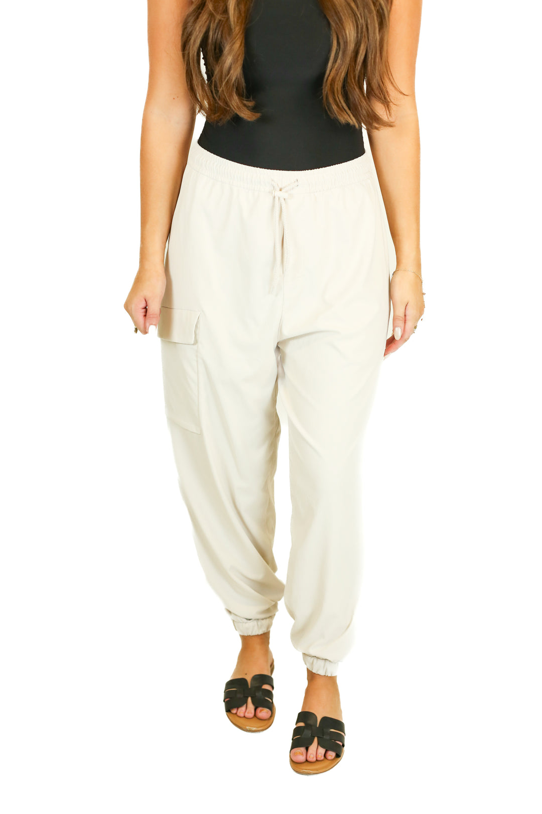 noli cargo style joggers in bone (M)
