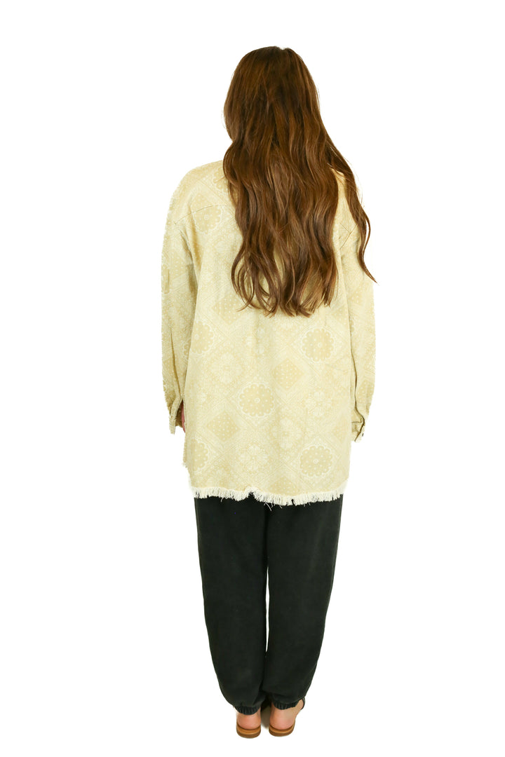 The Post Tan Bandana Print Denim Shacket (L)
