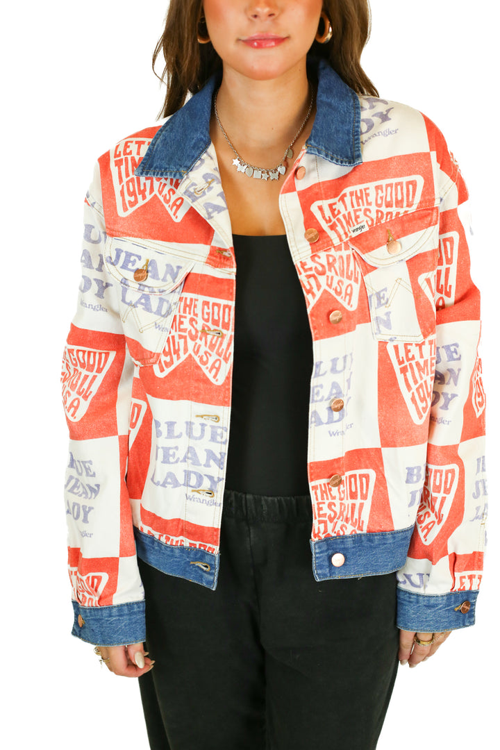 Wrangler Multicolor Graphic Denim Jacket NWT (L)