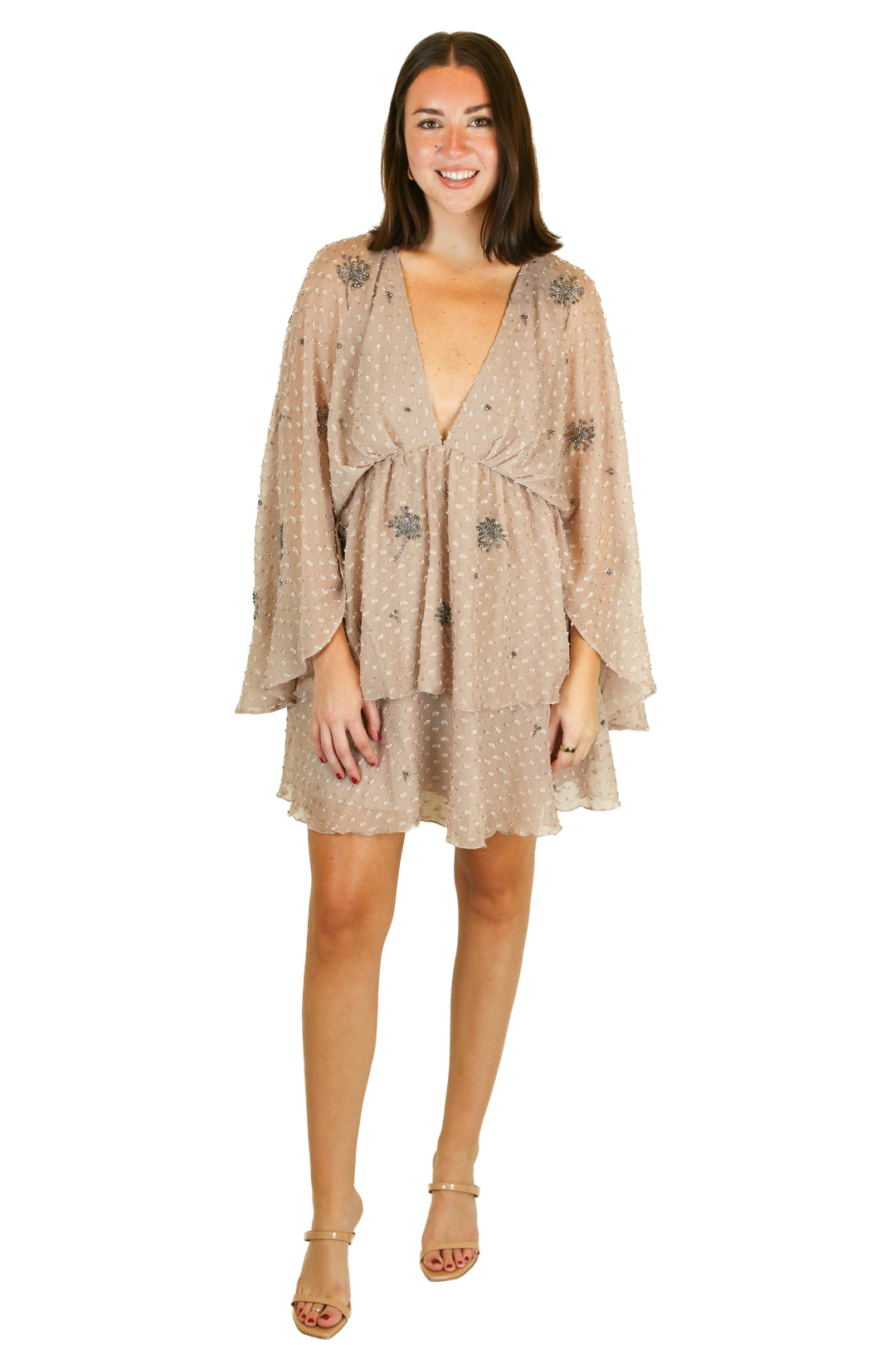 Asos Mauve Beaded Tiered Mini Dress NWT (6)