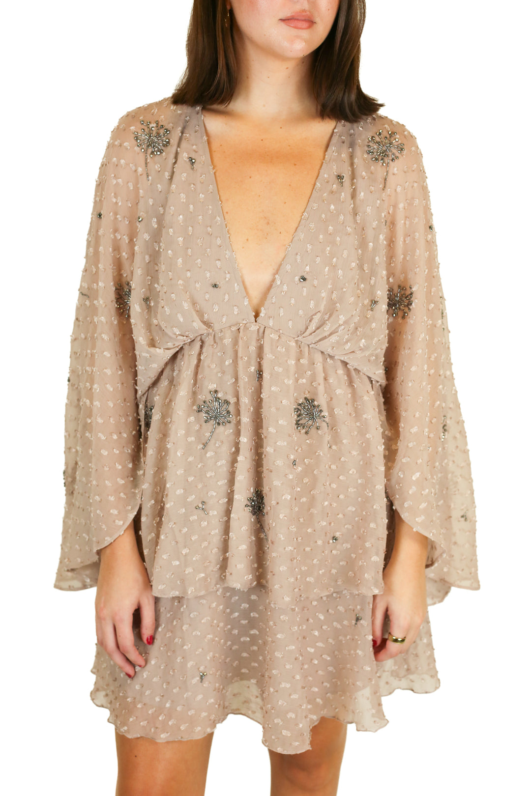Asos Mauve Beaded Tiered Mini Dress NWT (6)