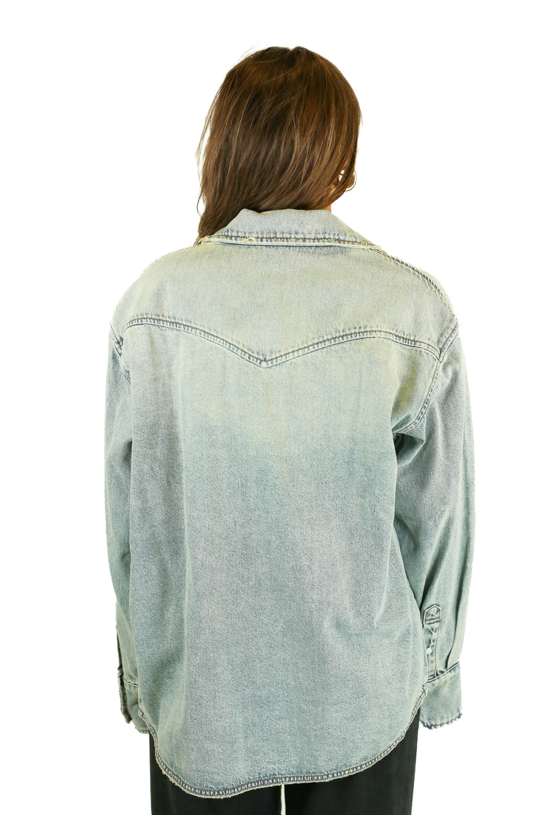 Grlfrnd Dirty Light-Wash Denim Shacket NWT (L)