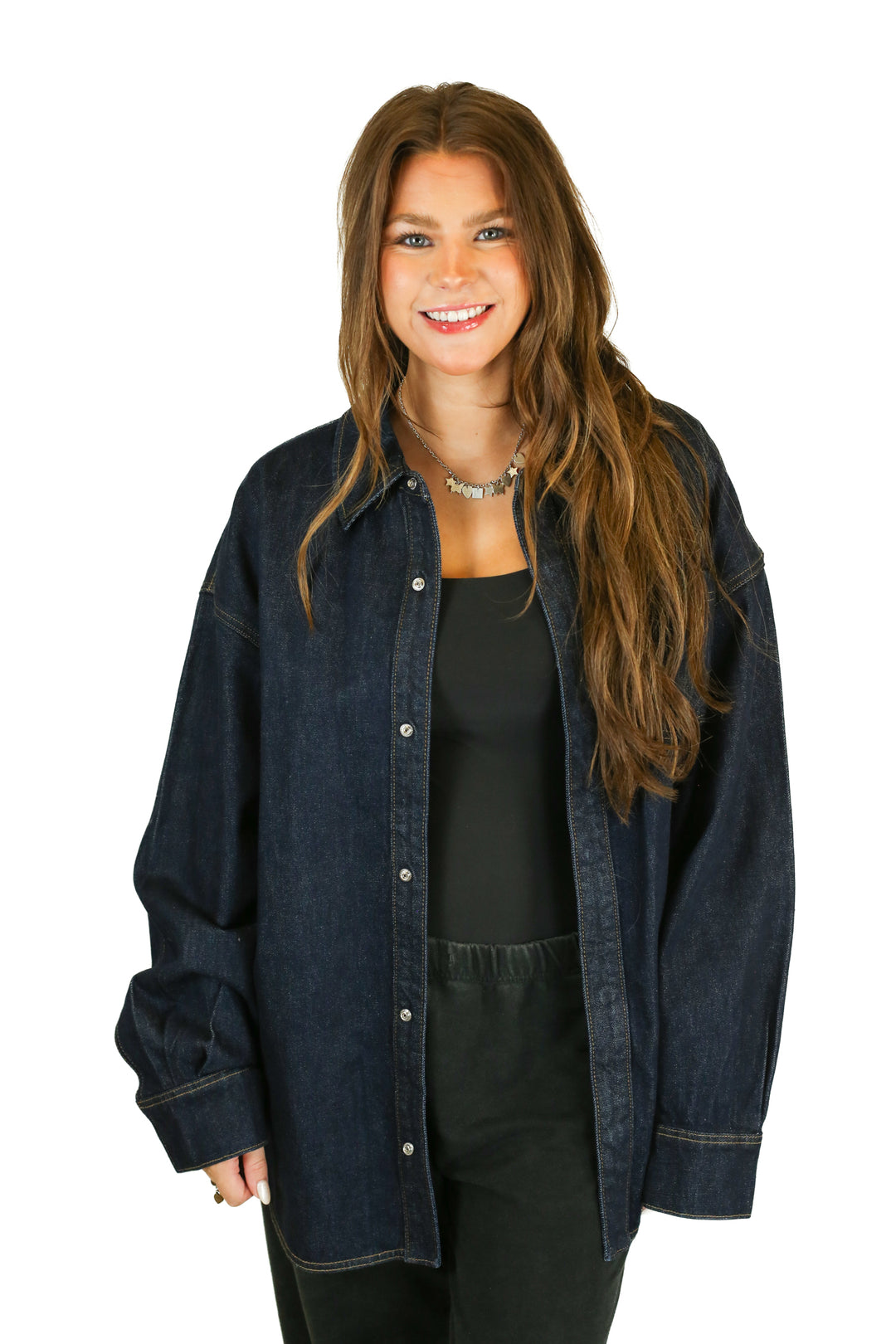Grlfrnd Darkwash Denim Shacket (M/L)