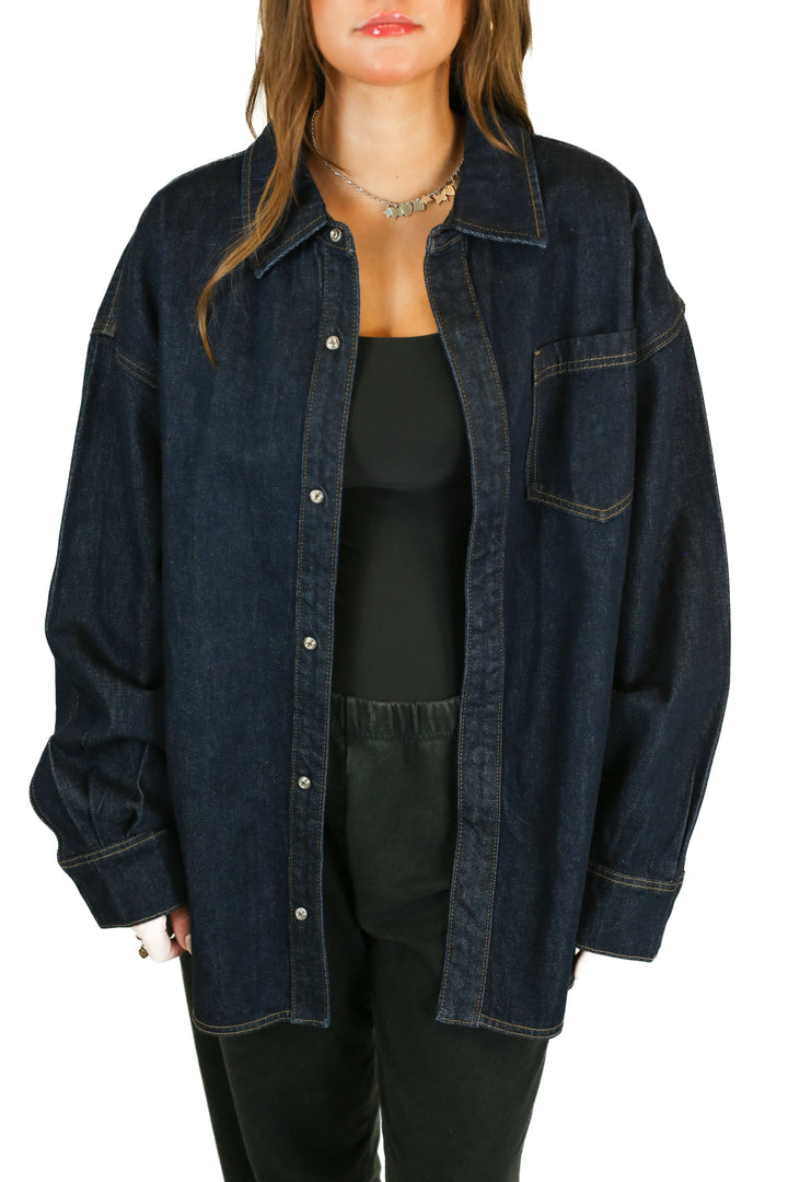 Grlfrnd Darkwash Denim Shacket (M/L)