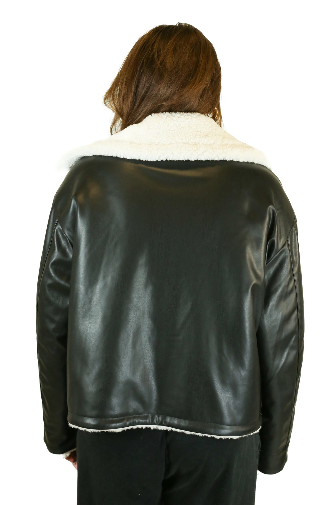 Levi's Black Vegan Leather and Sherpa Reversible Jacket (L)