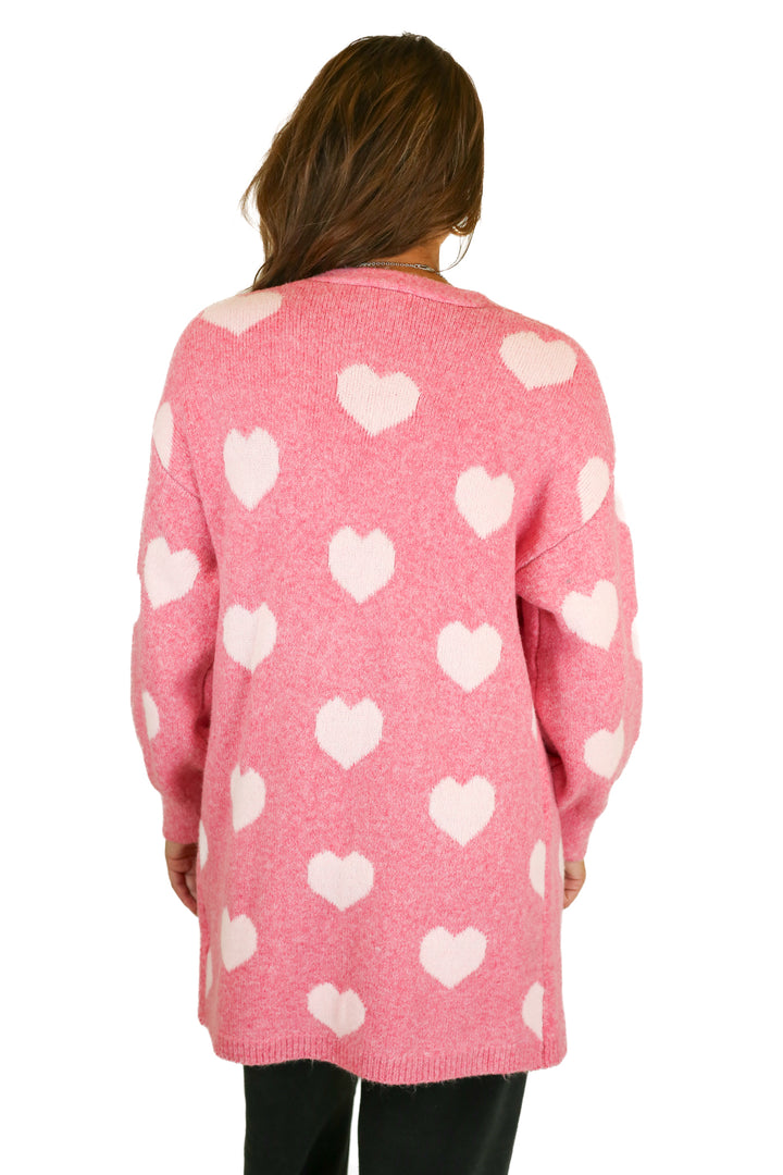 Pink Lily Pink Heart Cardigan (M)