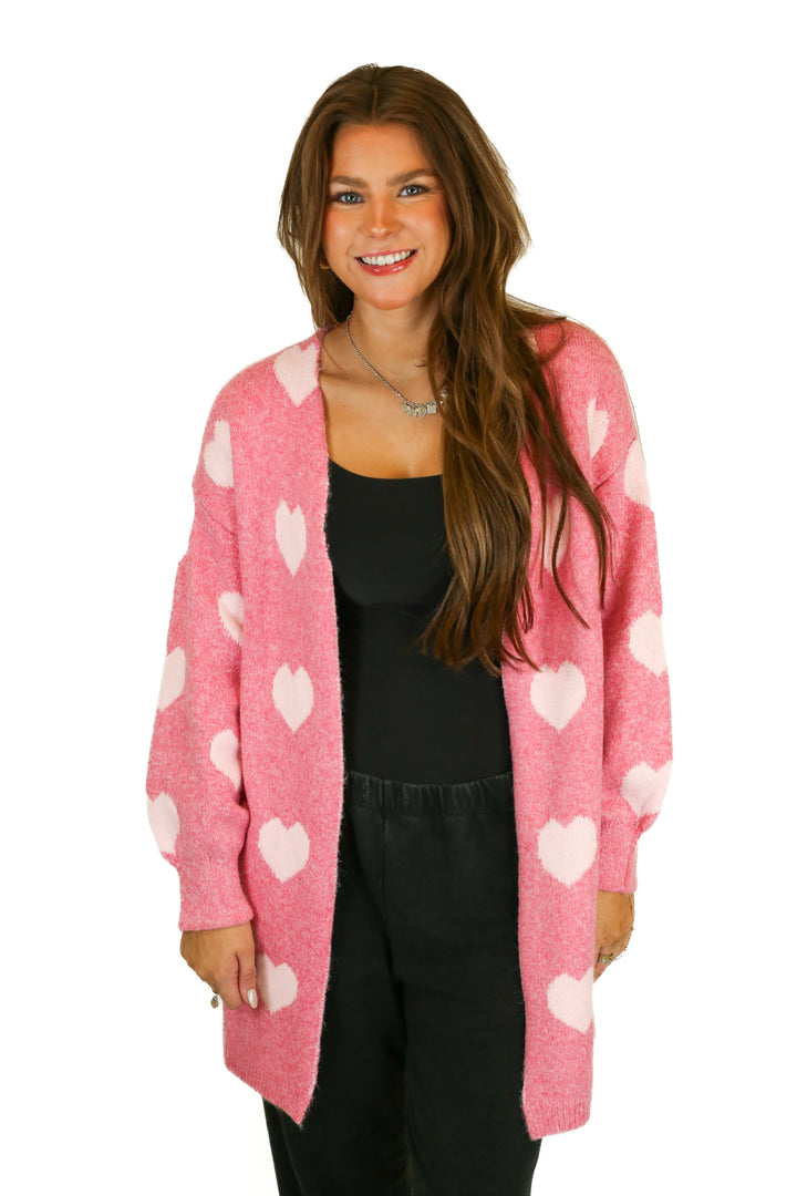 Pink Lily Pink Heart Cardigan (M)