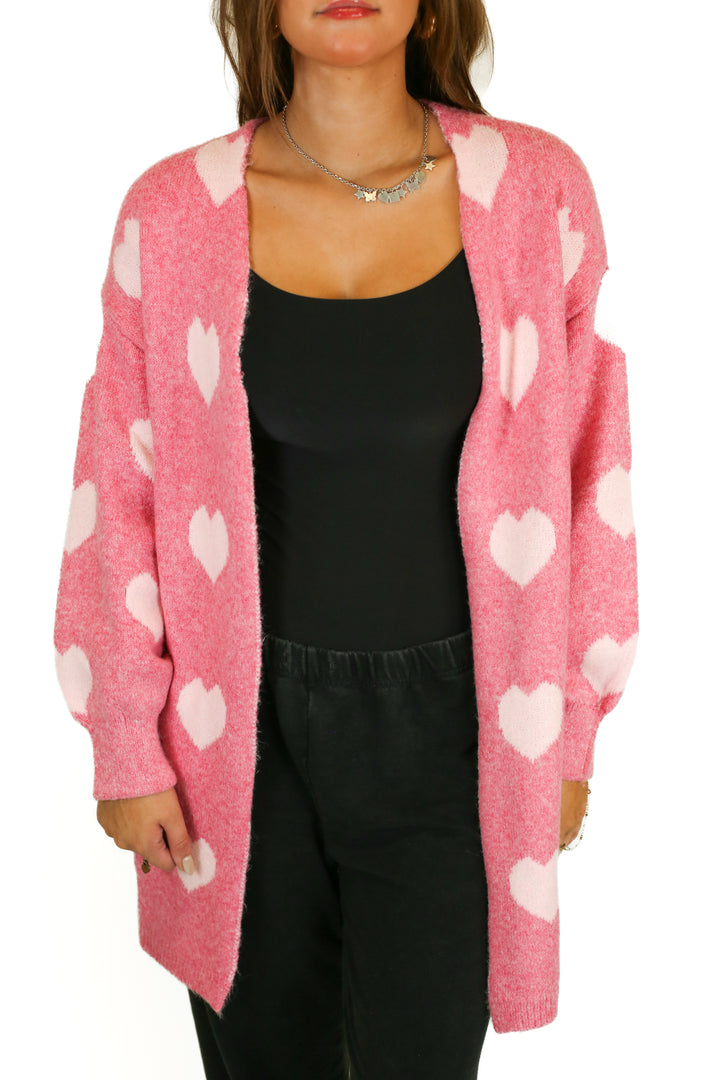 Pink Lily Pink Heart Cardigan (M)