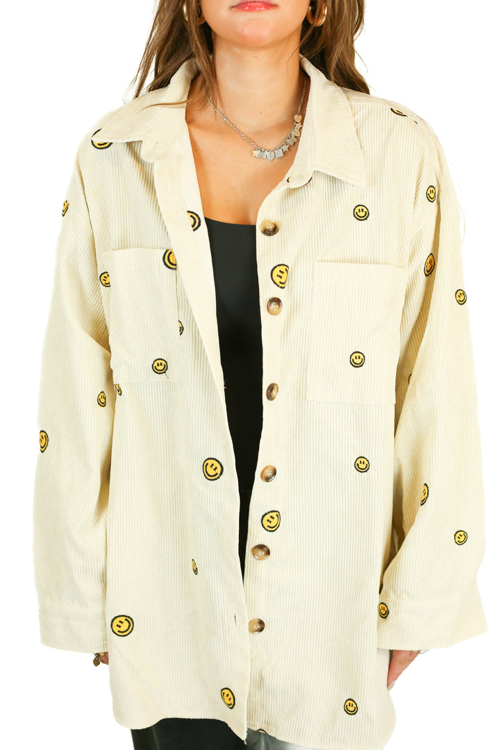 The Post Beige Corduroy Smile Shacket (L)
