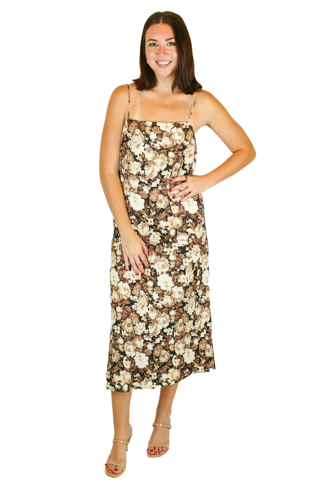Abercrombie Brown Floral Midi Dress NWT (M; retail $100)