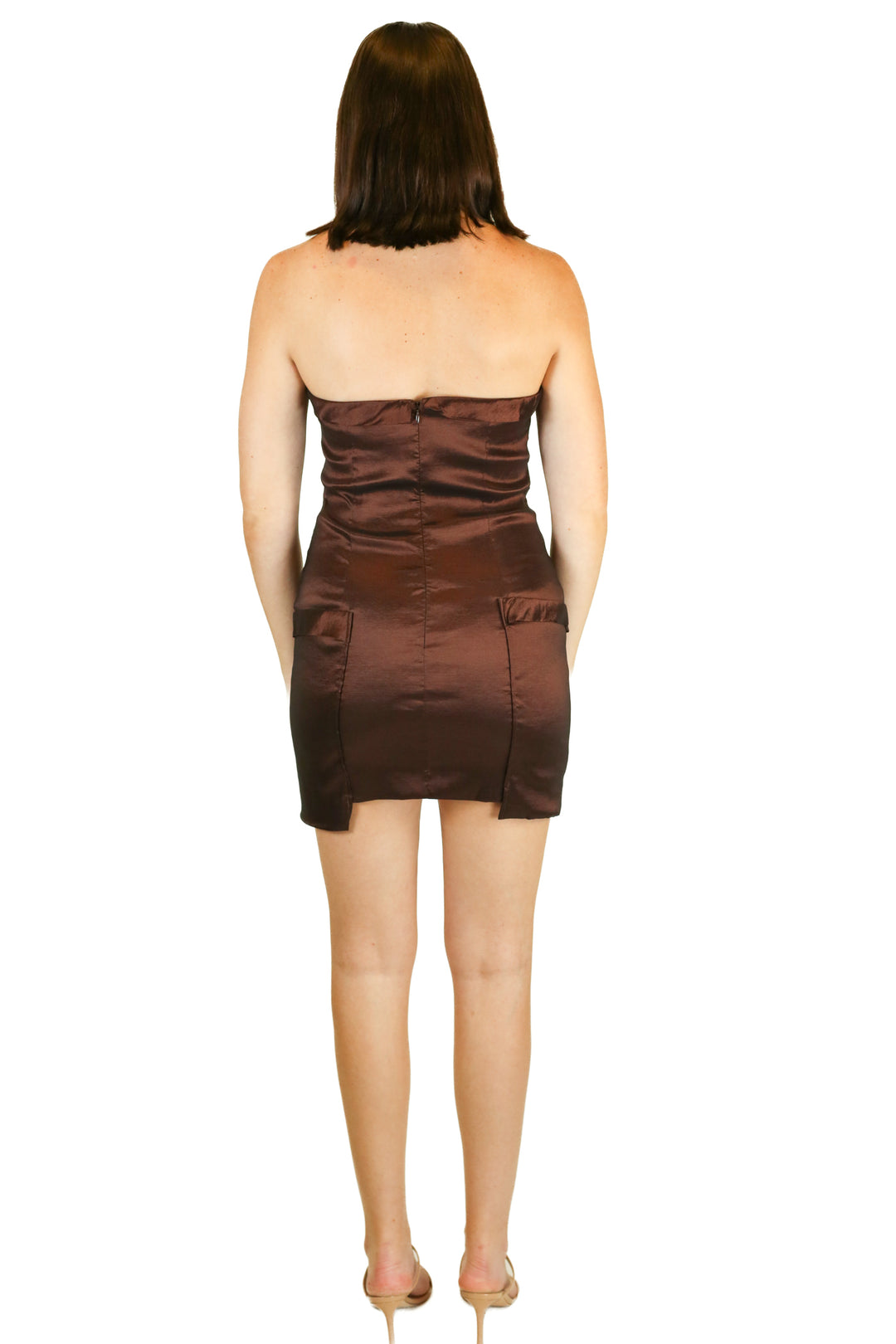 Runaway Chocolate Strapless Mini Dress (M)