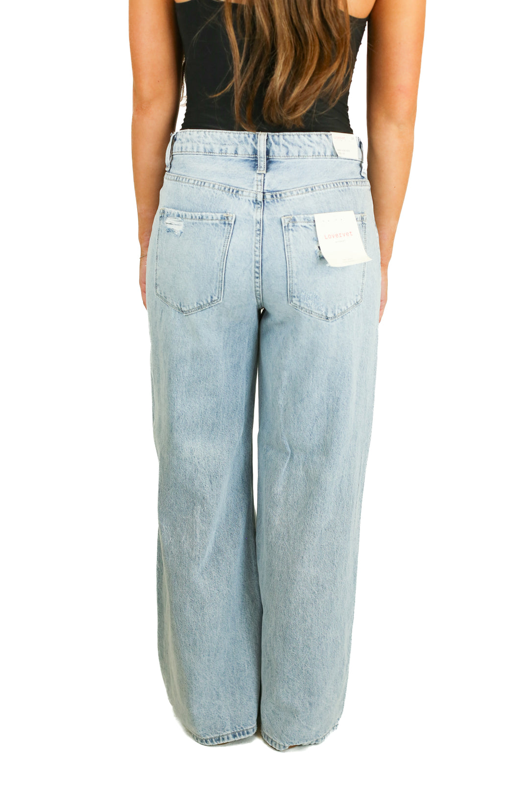 lovervet light wash wide leg denim jeans (M) NWT