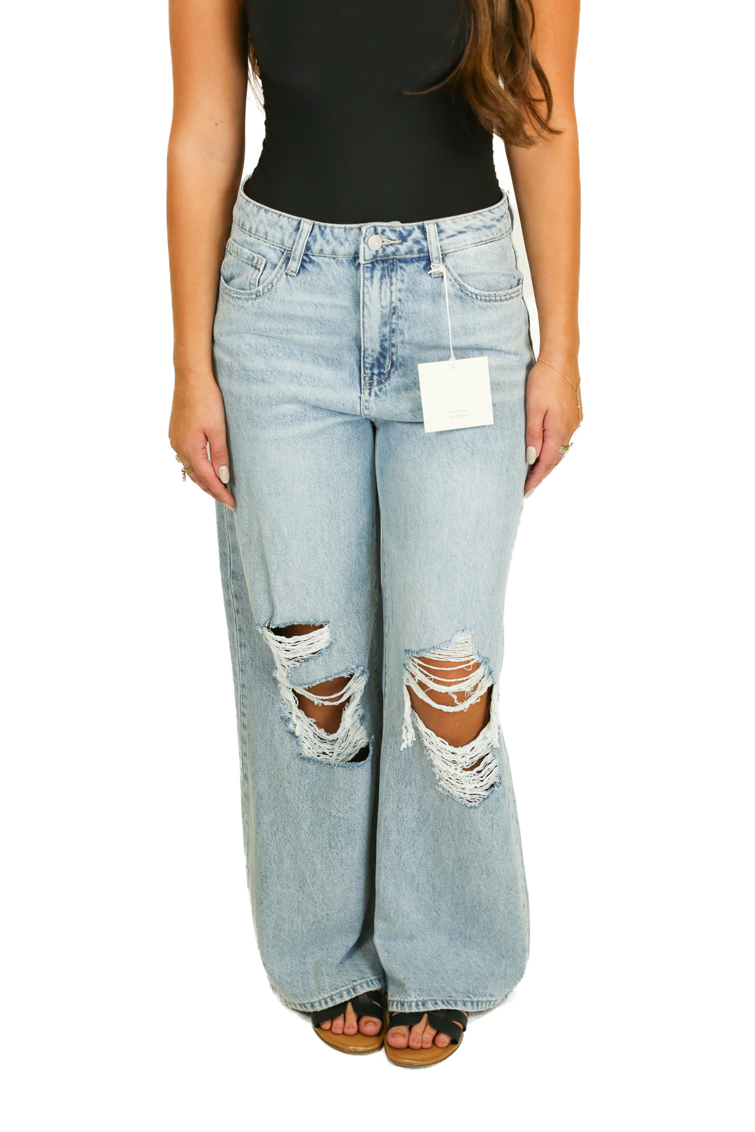 lovervet light wash wide leg denim jeans (M) NWT