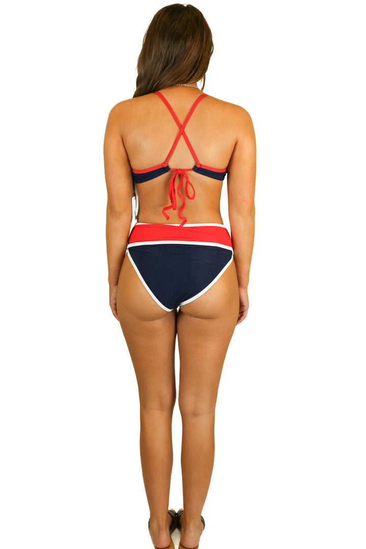 beach riot red white and blue ribbed bikini (M/L) NWT