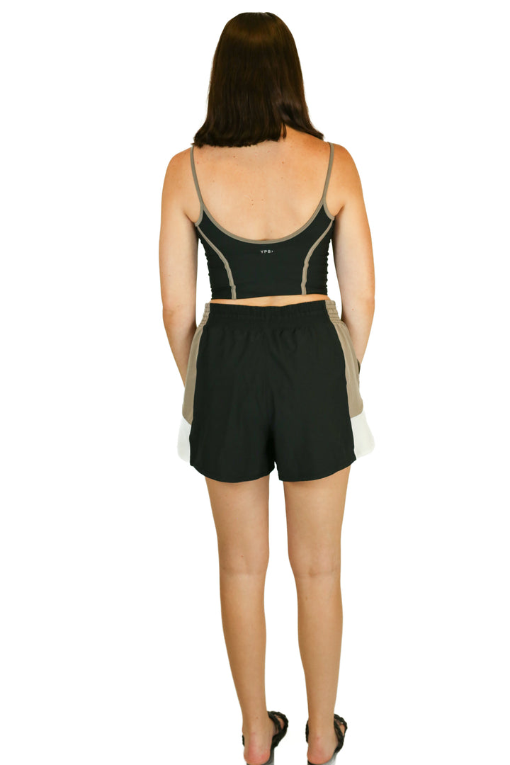 ypb black and brown shorts and tank workout set (L)