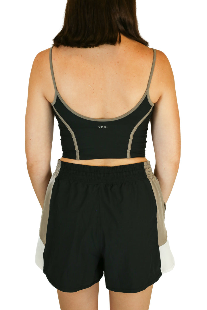 ypb black and brown shorts and tank workout set (L)