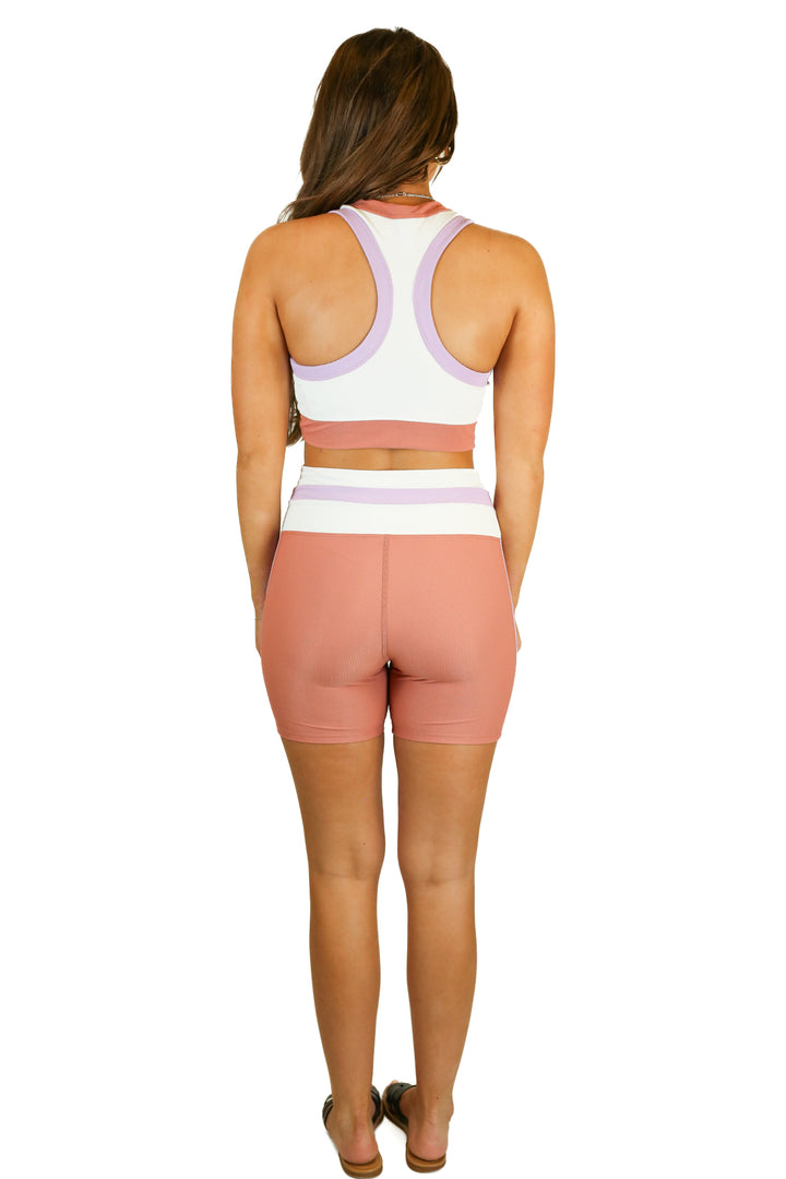 Beach Riot ribbed color block workout set (M)