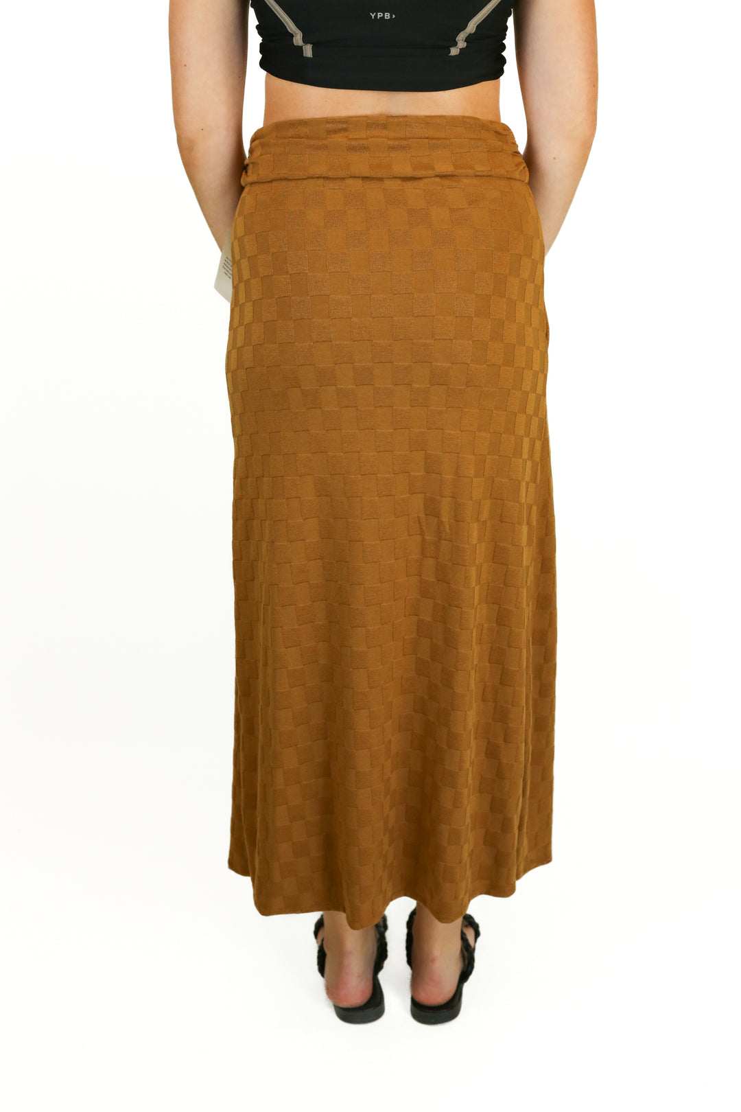 house of harlow brown checked wrap style midi skirt (m) NWT