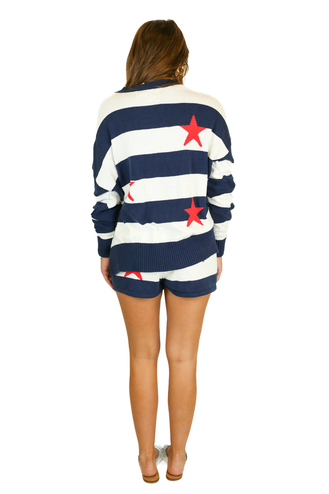 beach riot stars and stripes sweater set (L) NWT