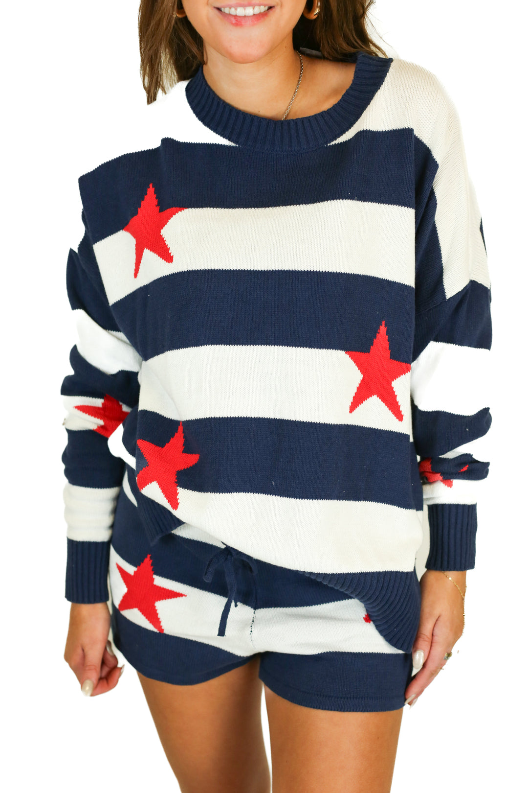 beach riot stars and stripes sweater set (L) NWT