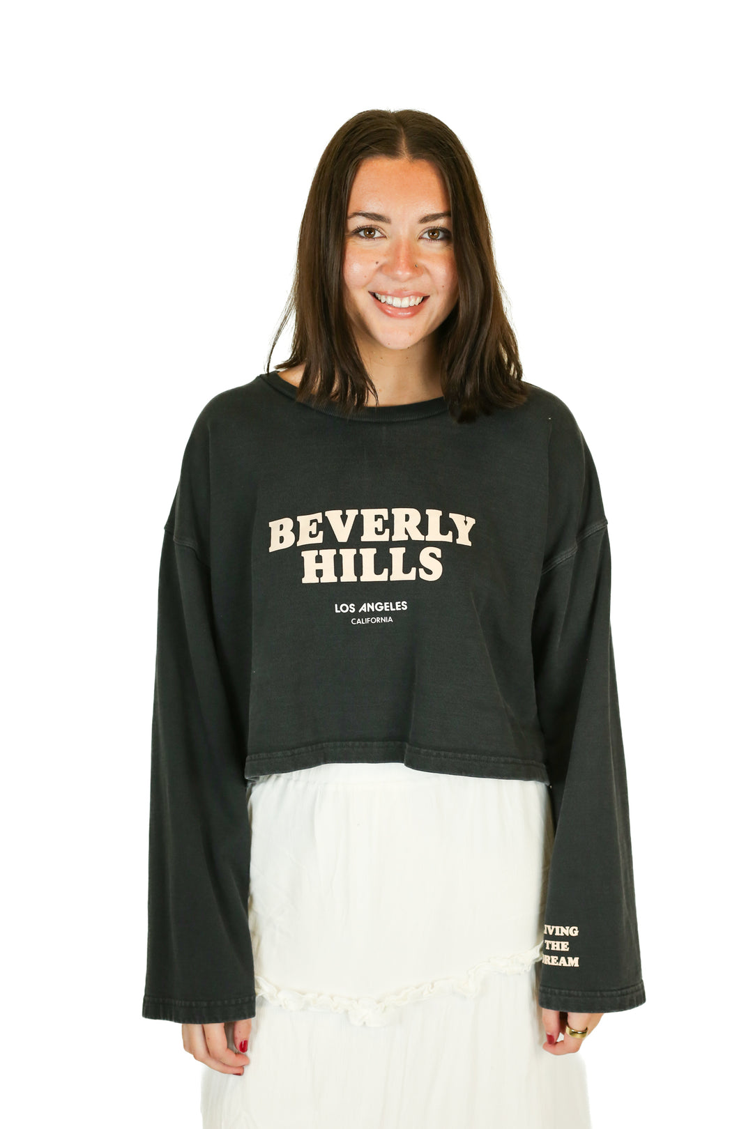 lovers and friends “beverly hills” cropped sweatshirt (m)