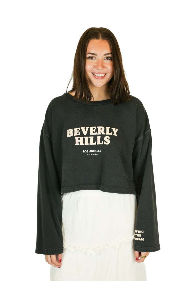 lovers and friends “beverly hills” cropped sweatshirt (m)