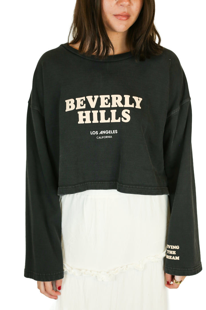 lovers and friends “beverly hills” cropped sweatshirt (m)
