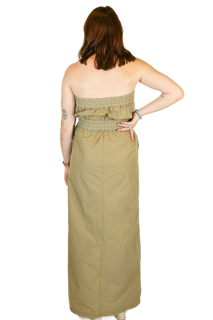 hours olive green cargo maxi dress (s)
