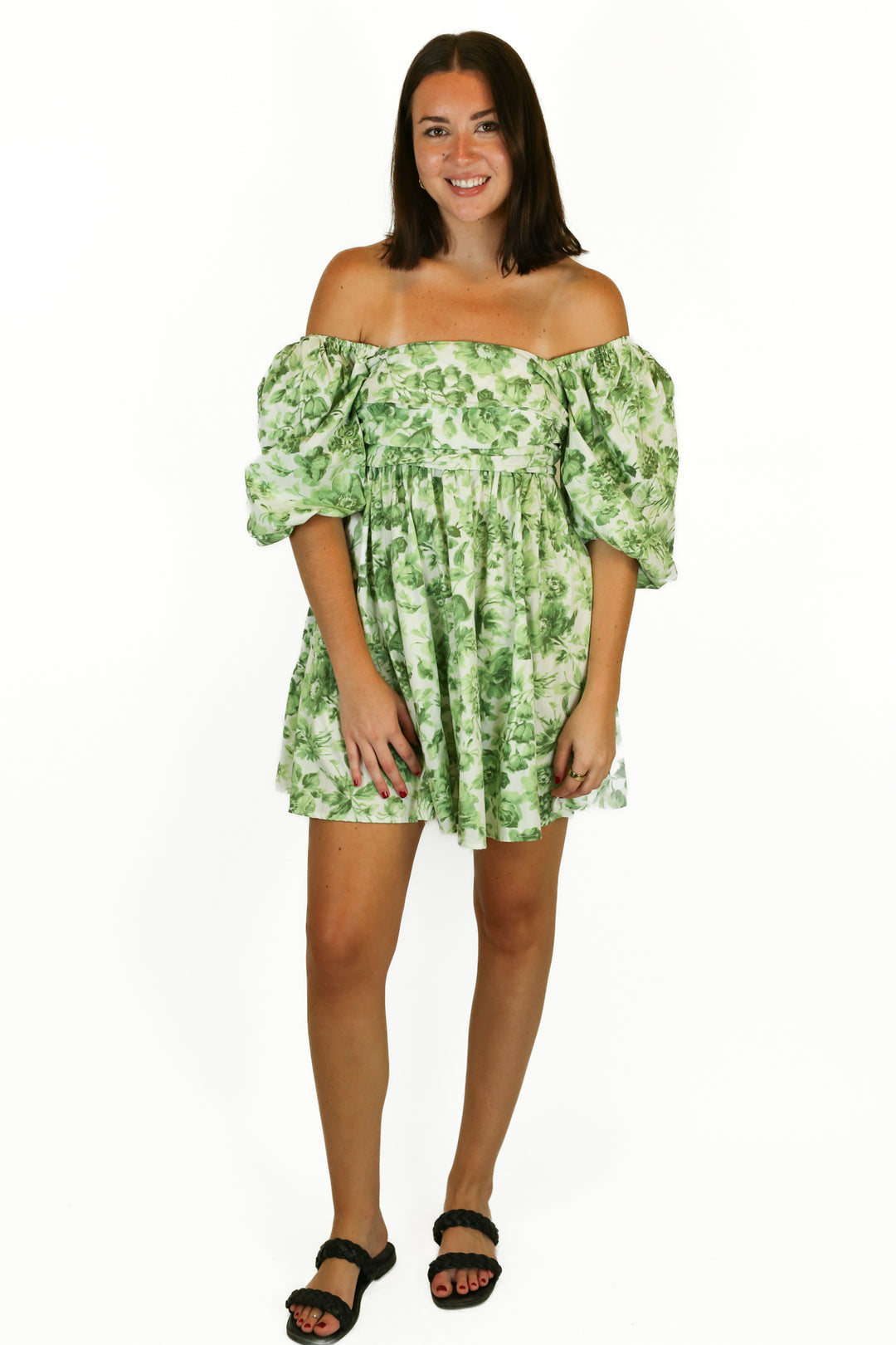 abercrombie green and white floral dress (s)