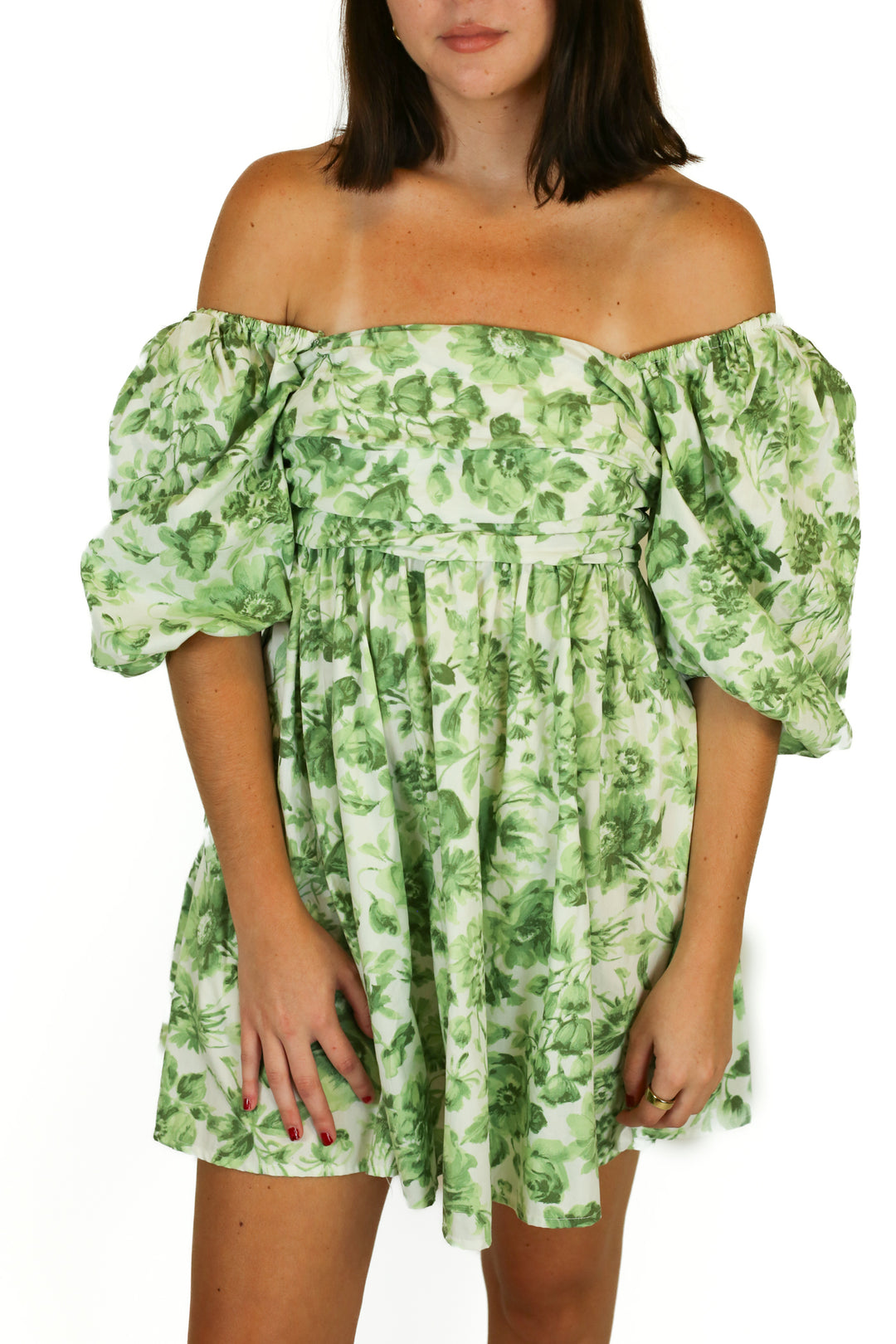 abercrombie green and white floral dress (s)