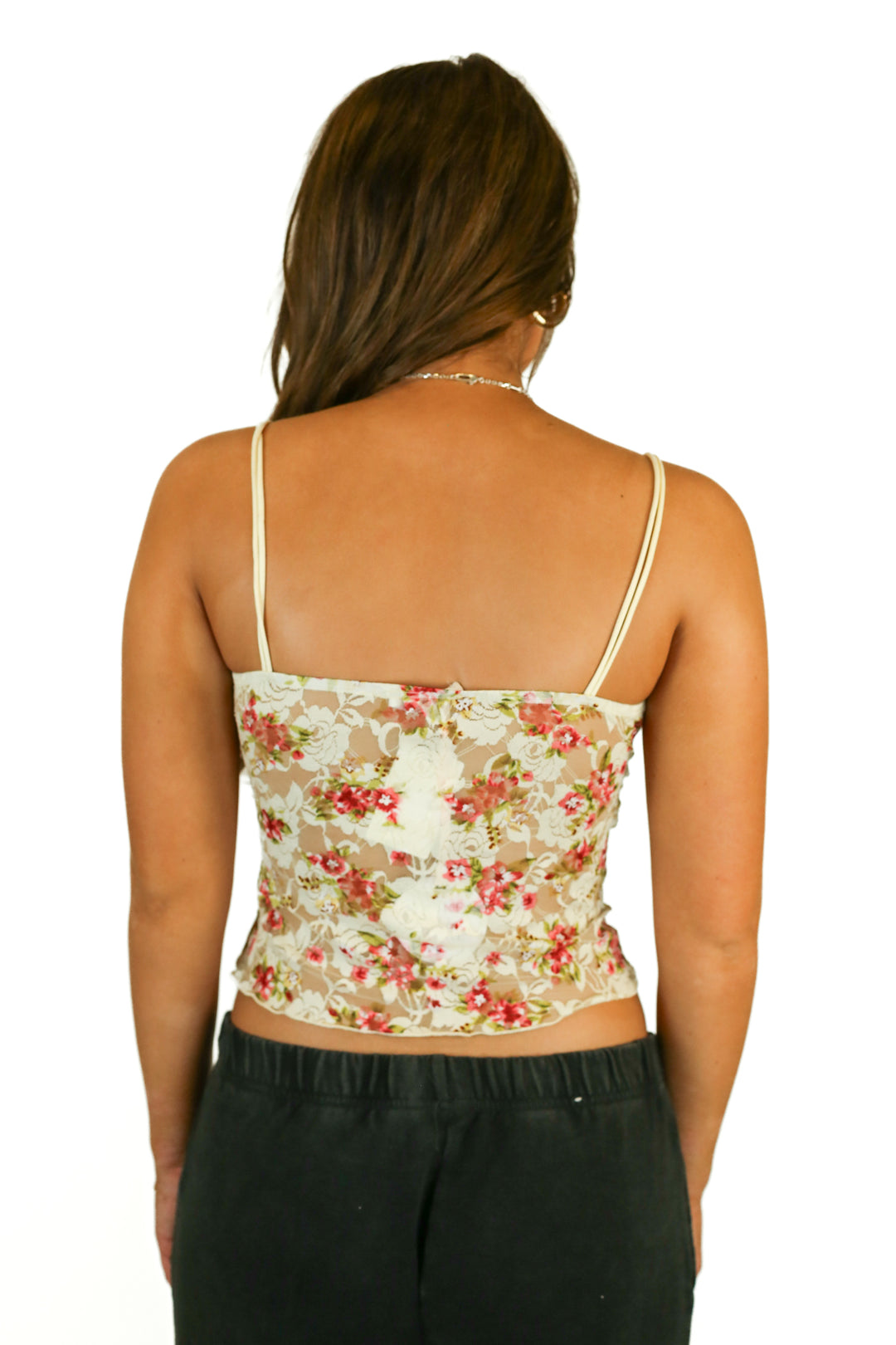 more to come sheer mesh floral tank (s) NWT
