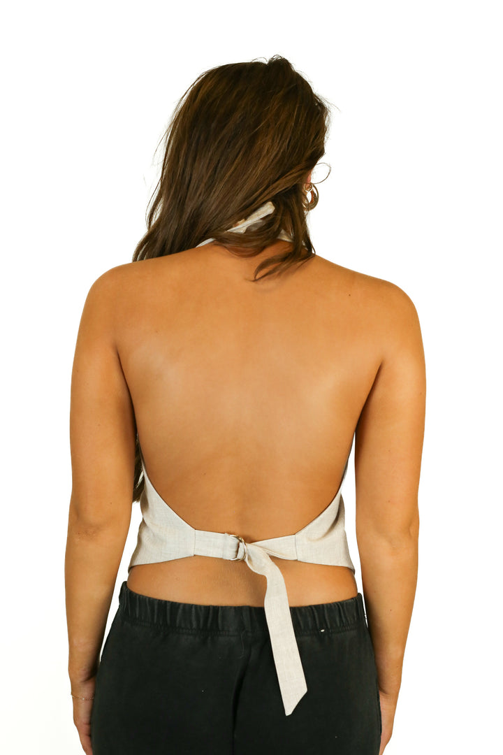 abercrombie cream vest top (s)