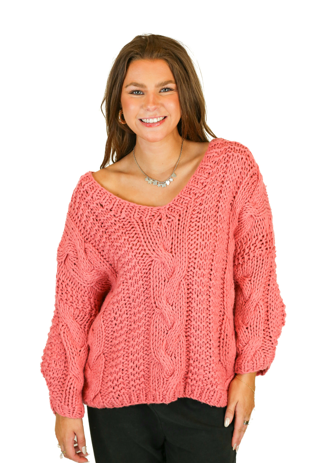 vici knit oversized pink sweater (s)