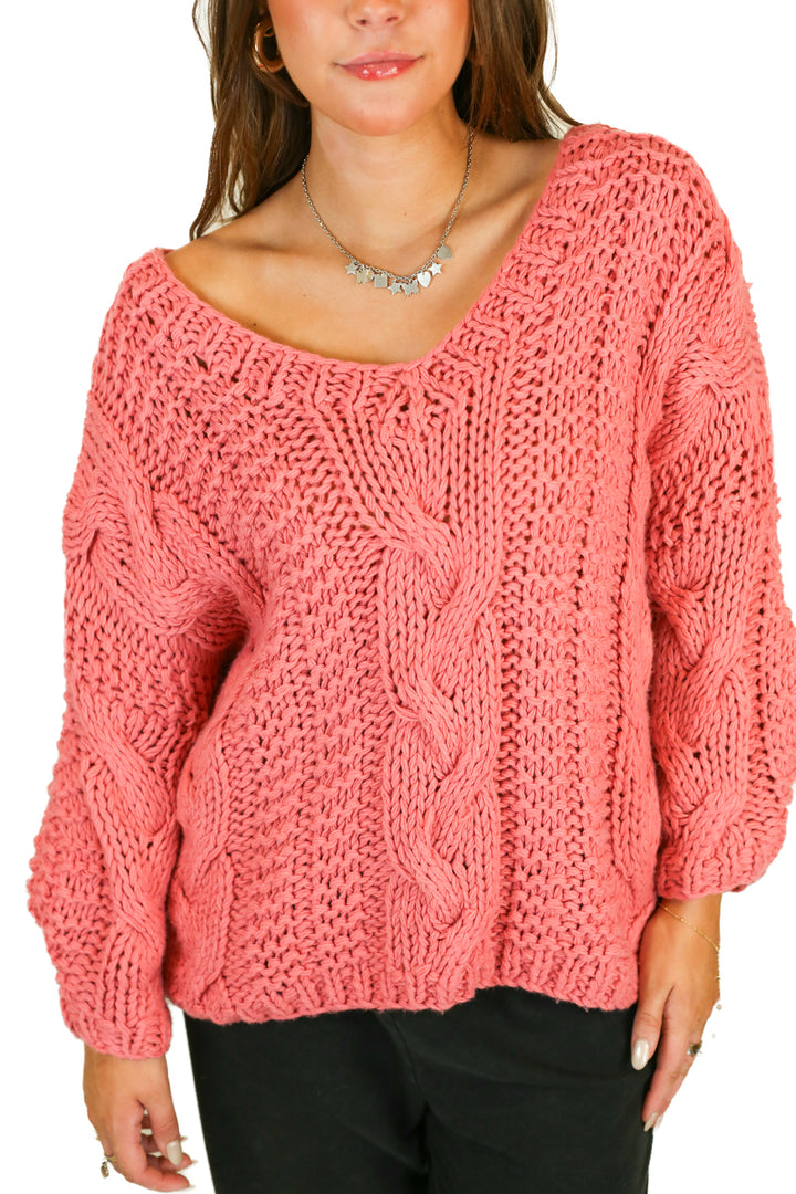 vici knit oversized pink sweater (s)