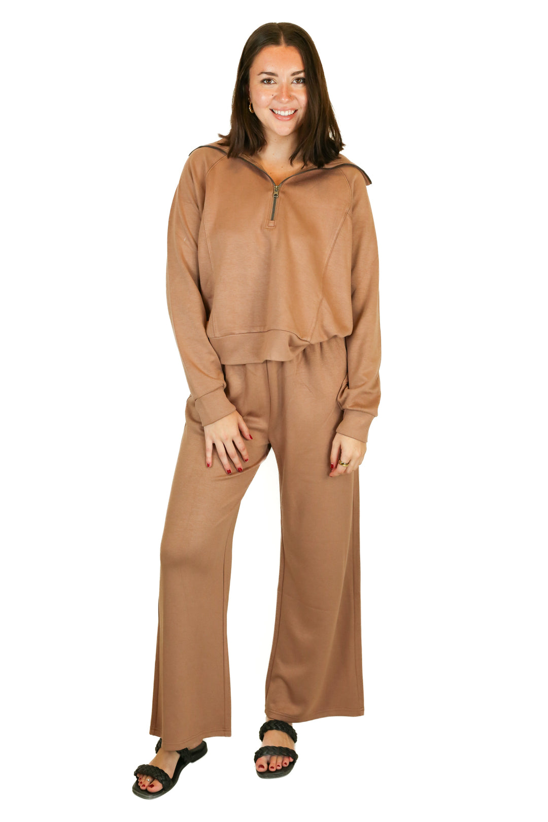 pink lily brown sweat set (M)