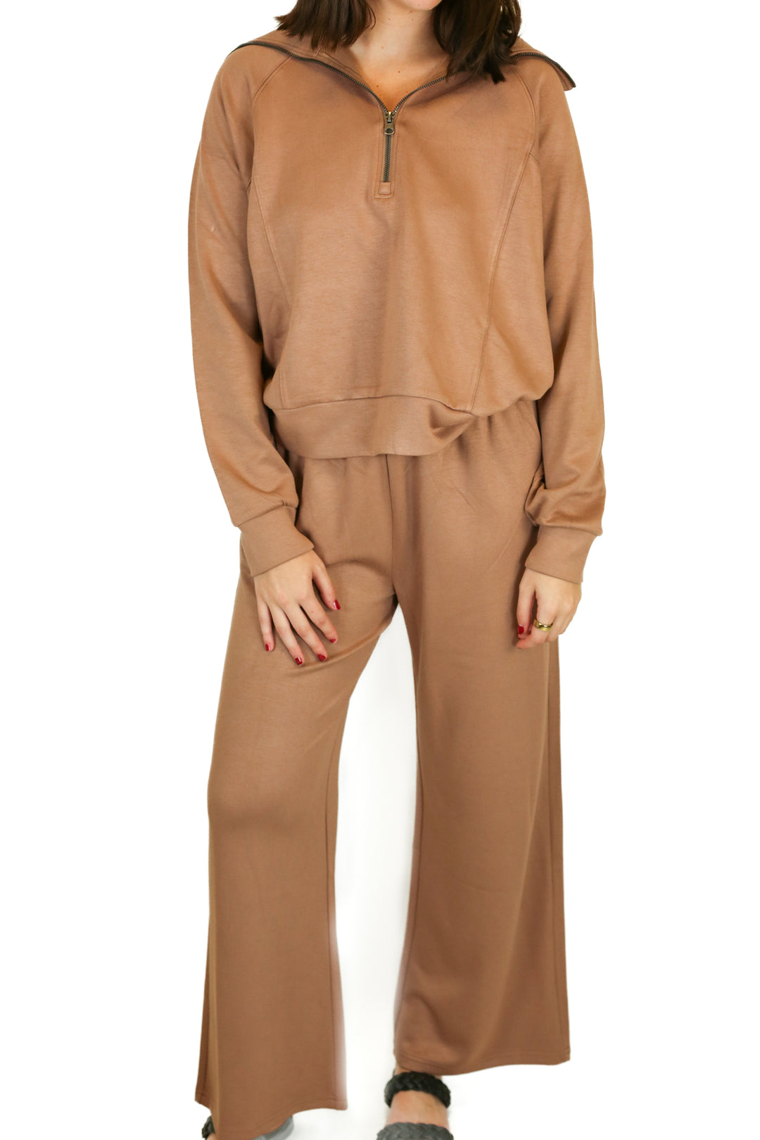 pink lily brown sweat set (M)