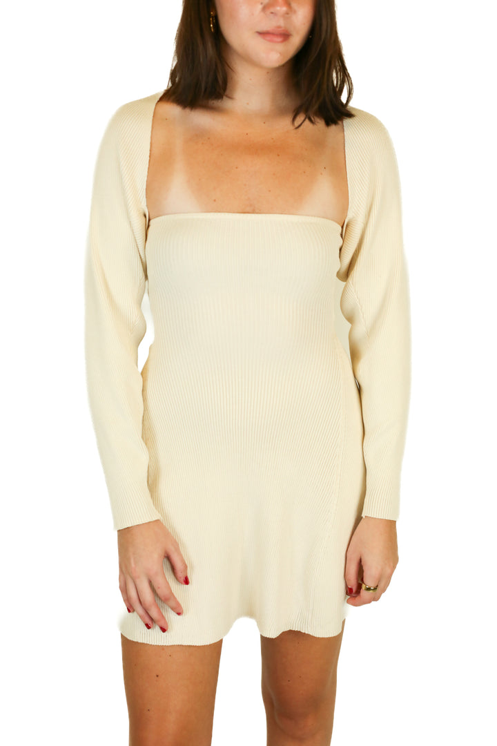 Klesis cream dress with shawl NWT (s)