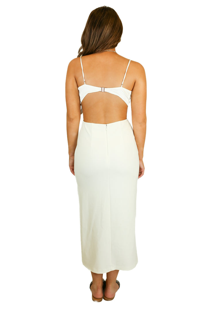 abercrombie strappy white maxi dress (m)