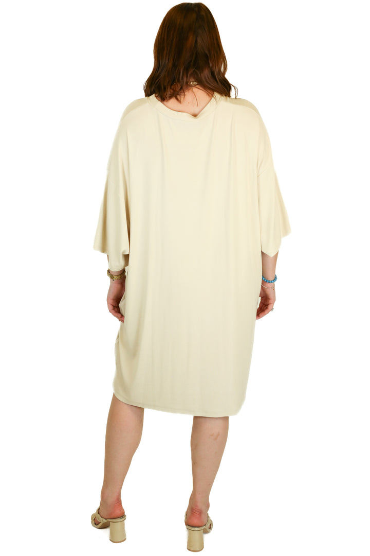 the foxy kind tan ribbed tshirt dress (M)
