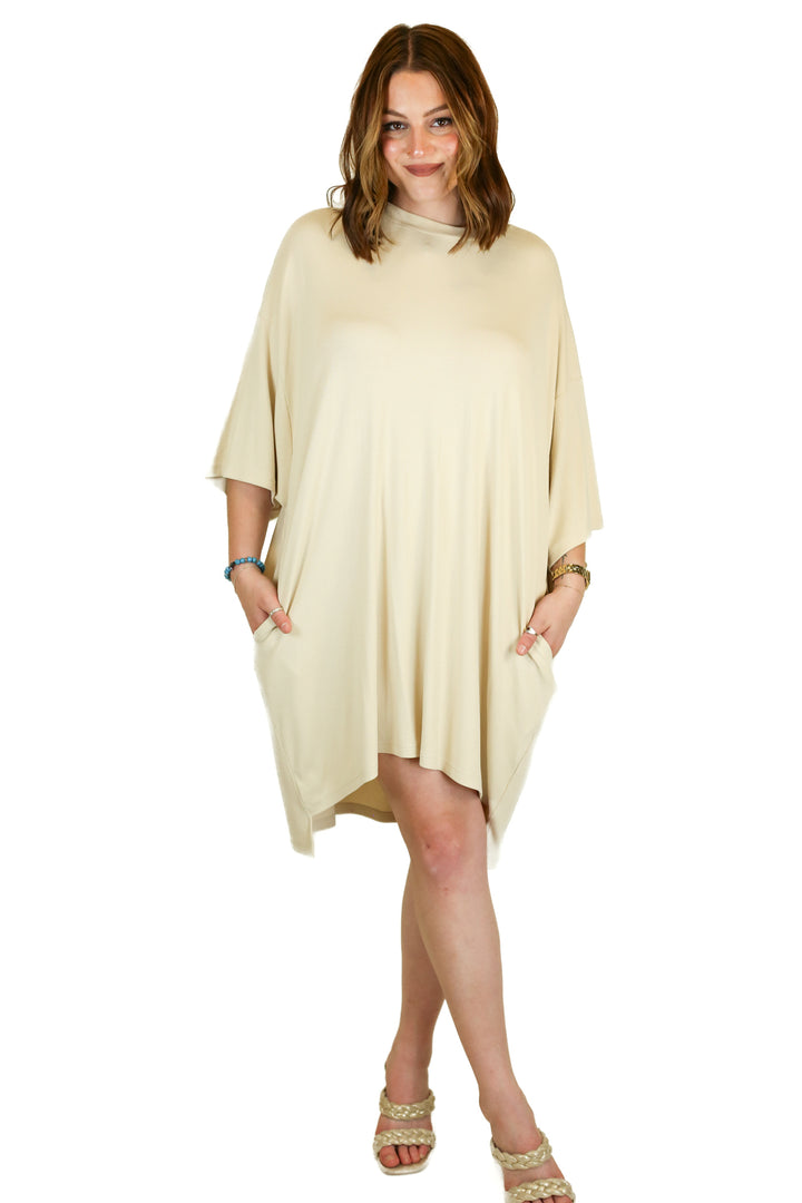 the foxy kind tan ribbed tshirt dress (M)
