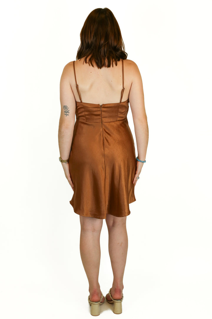 hello molly copper satin dress NWT (m)