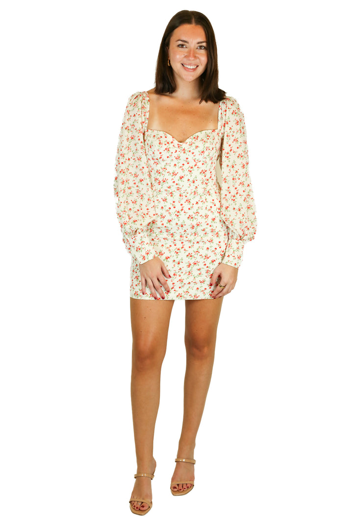 hello molly white with red flowers dress NWT (m)