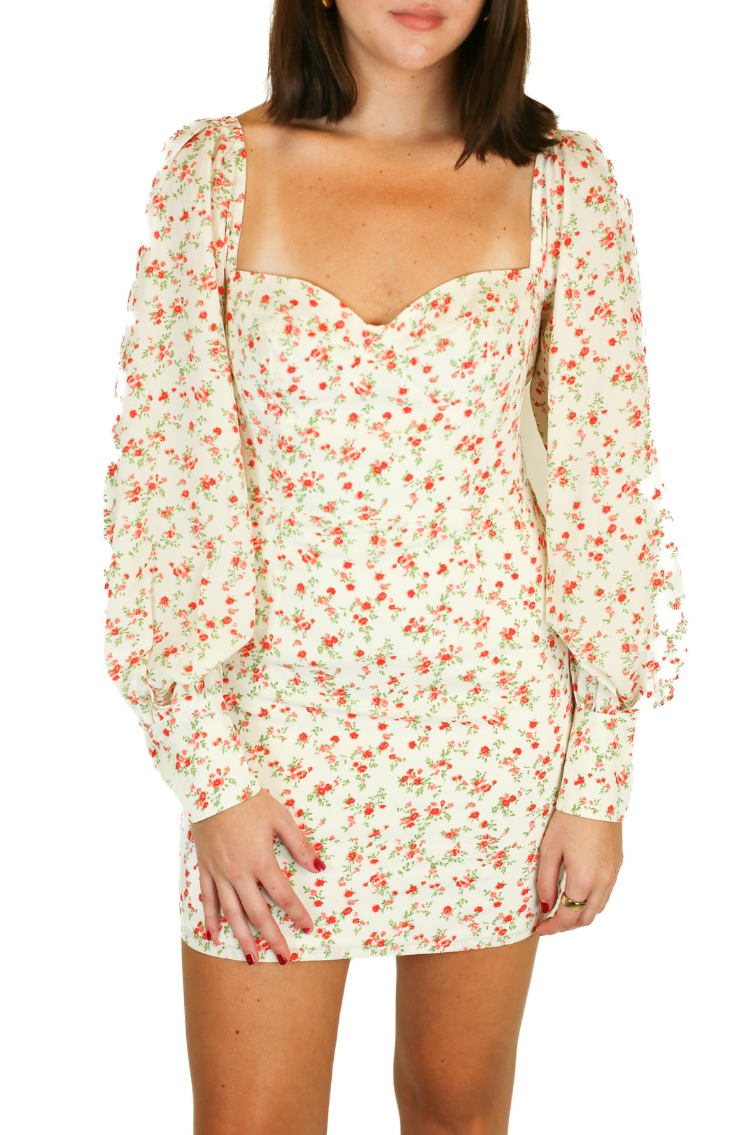 hello molly white with red flowers dress NWT (m)